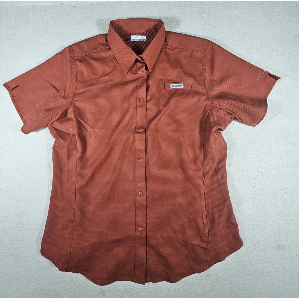 Columbia PFG Crystal Springs Short Sleeve Shirt Rust Orange XL7102 Womens L